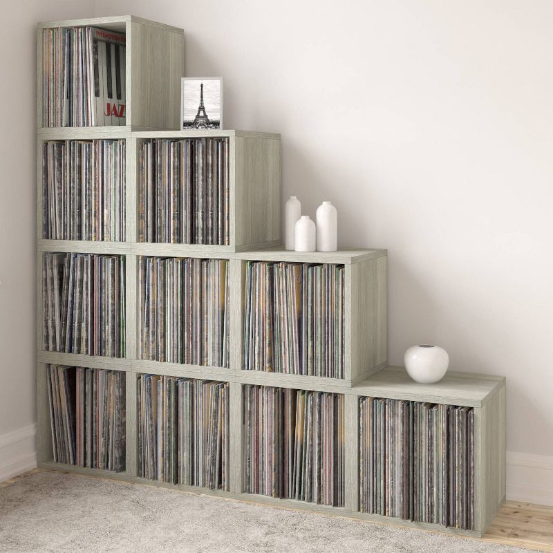 Way Basics Eco Stackable Vinyl Record Storage Cube Gray