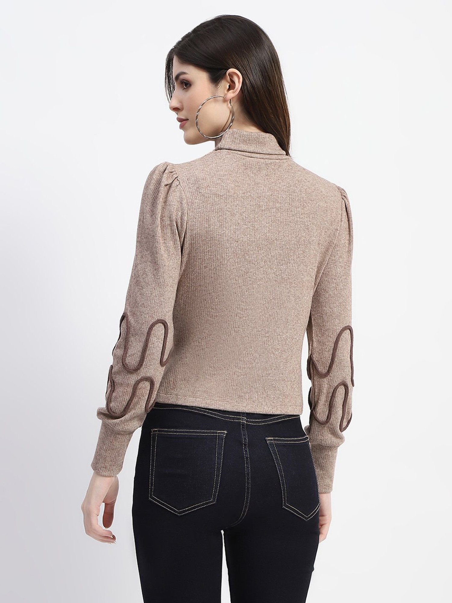 MADAME Brown Cotton Textured Top