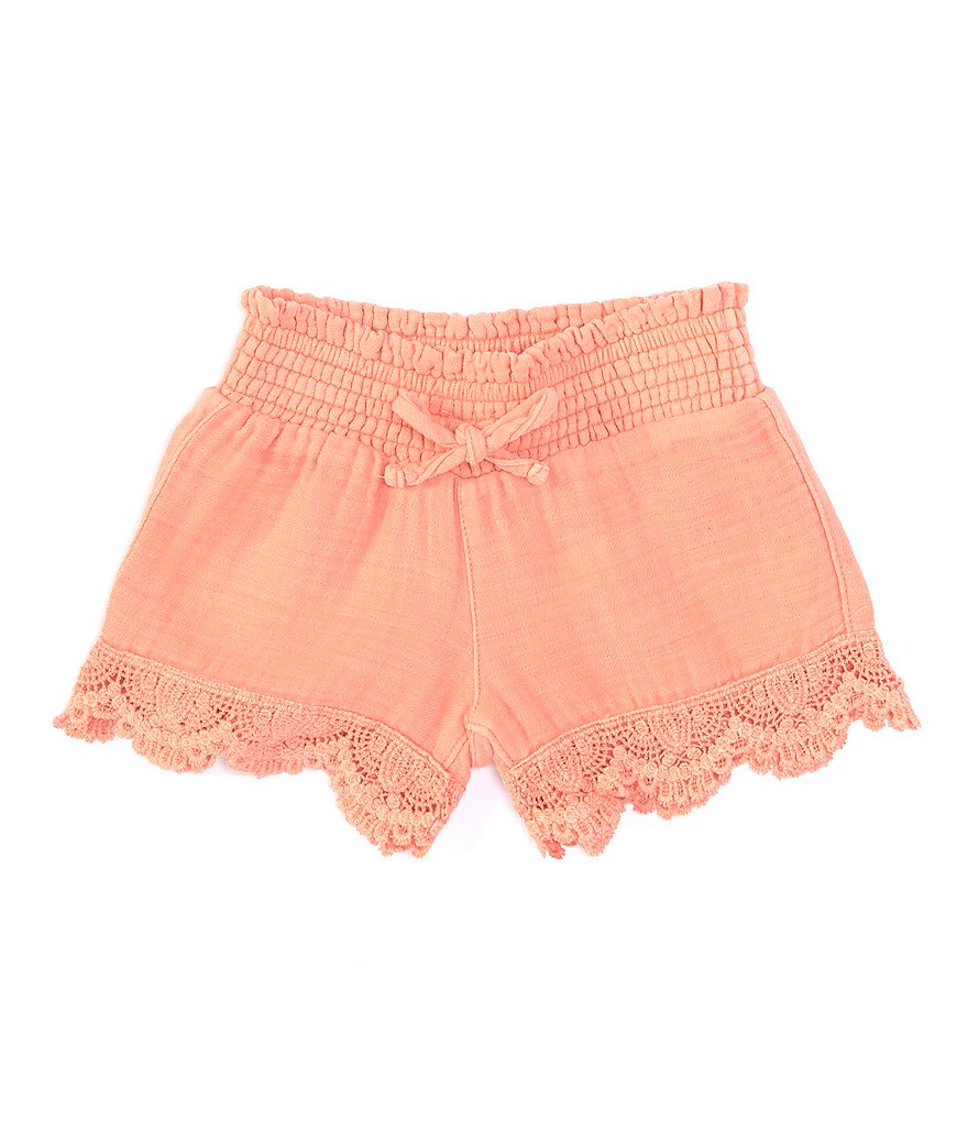 Hippie Girl Little Girls 4-6X Crochet-Trim Double Gauze Shorts