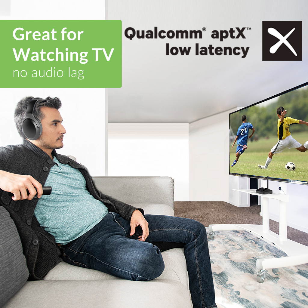 Avantree Aria Podio aptX-HD Bluetooth 5.0 Active Noise Cancelling Headphones   Wireless Over Ear Headset with Boom Microphone for PC Computer Conference Phone Calls   Low Latency for TV