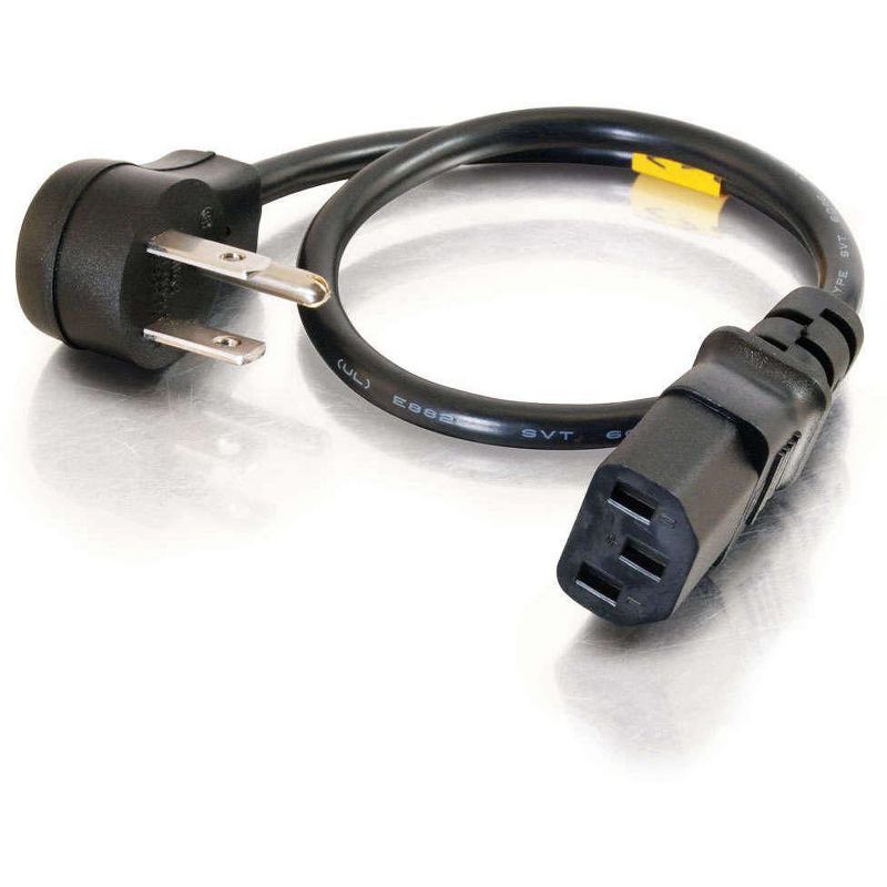 C2G 3ft 18 AWG Universal Flat Panel Power Cord (NEMA 5-15P to IEC320C13) - For Computer, Printer, Scanner, Monitor - Black - 3 ft Cord Length