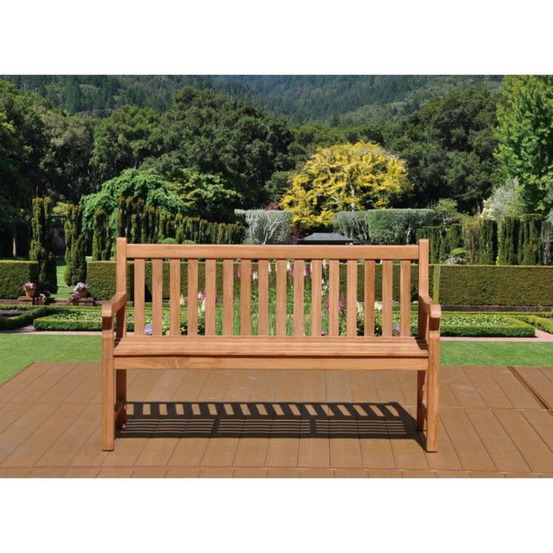 Teak Heritage Outdoor Two Seater Bench - Natural Finish - Courtyard Casual