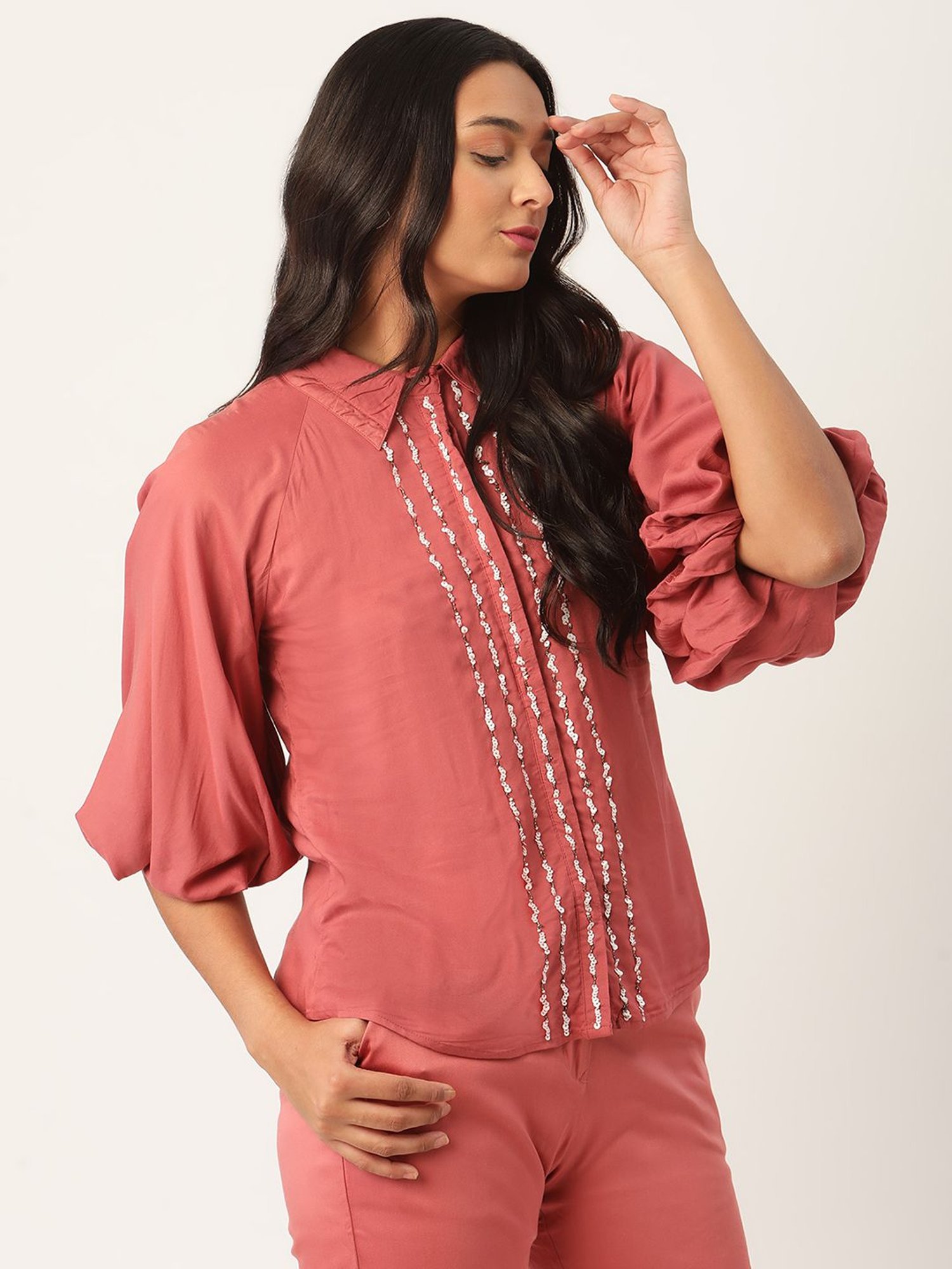 Rooted Dusty Cedar Embellished Shirt