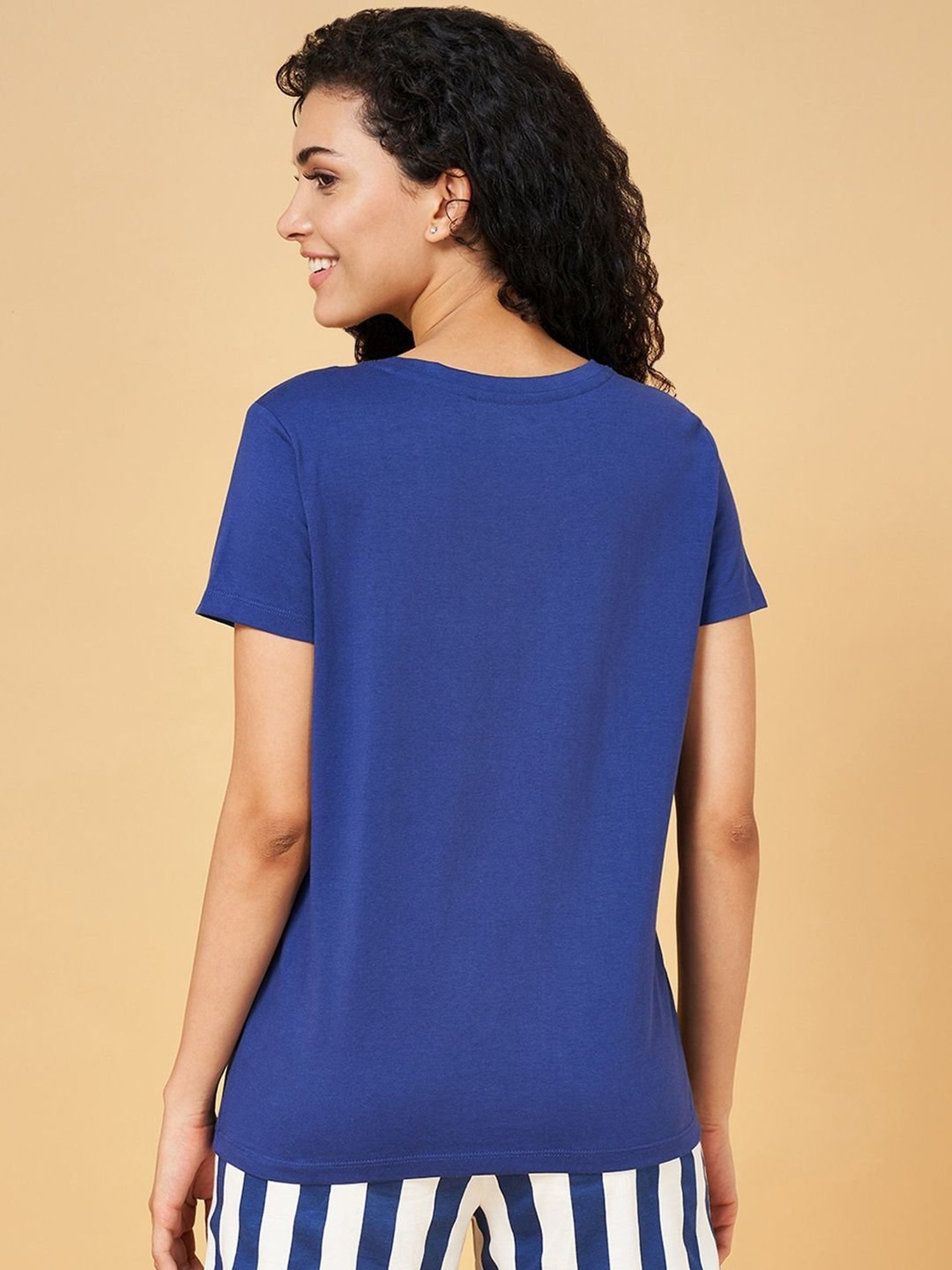 Dreamz by Pantaloons Navy Cotton Graphic Print T-Shirt