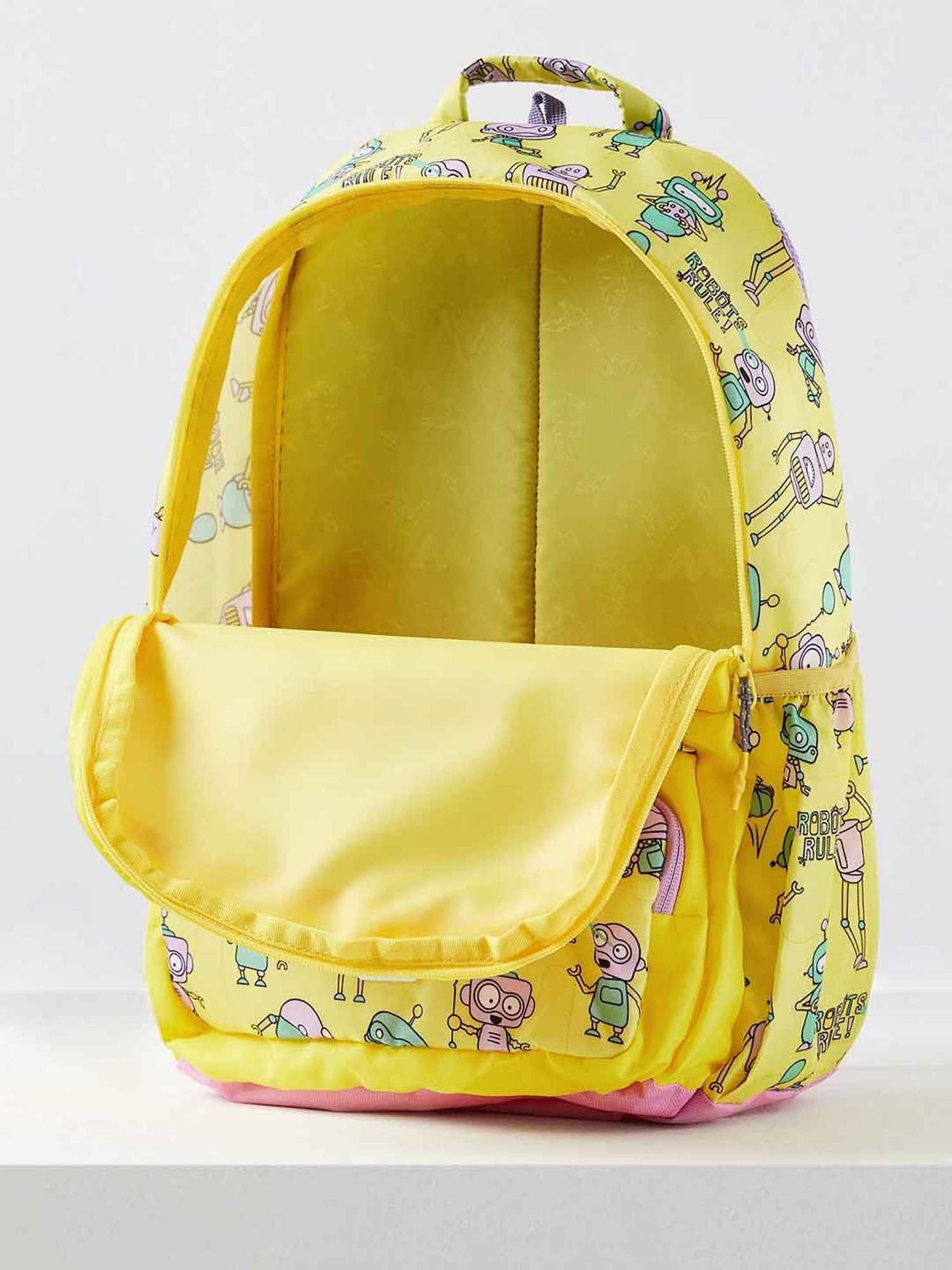 Wiki Back to School Champ 4 Yellow Polyester Printed Backpack - 22 Ltrs