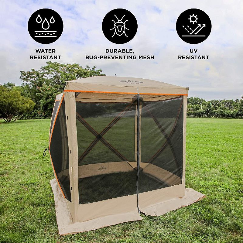 Hike Crew 4-Panel Pop-Up Screen House Gazebo 70x70 Inch &ndash; Instant Setup 4-Sided Hub Tent UV Resistant (SPF 50+) Fits 5 People Heavy Duty 210D Material &ndash; Includes Carry Bag & Ground Stakes