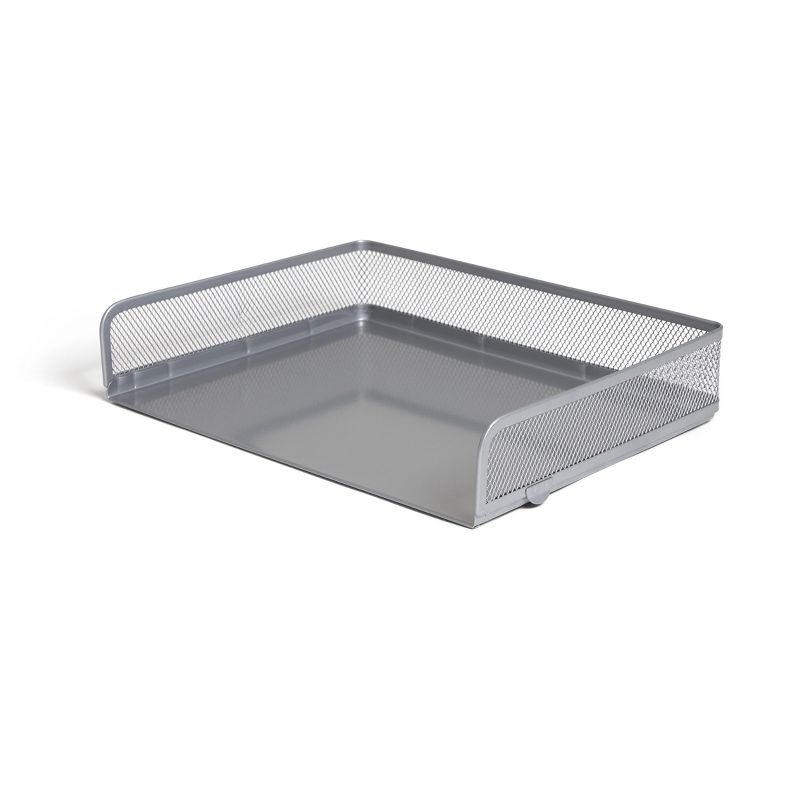 TRU RED Side Load Stackable Metal Letter Tray, Silver TR57568-CC