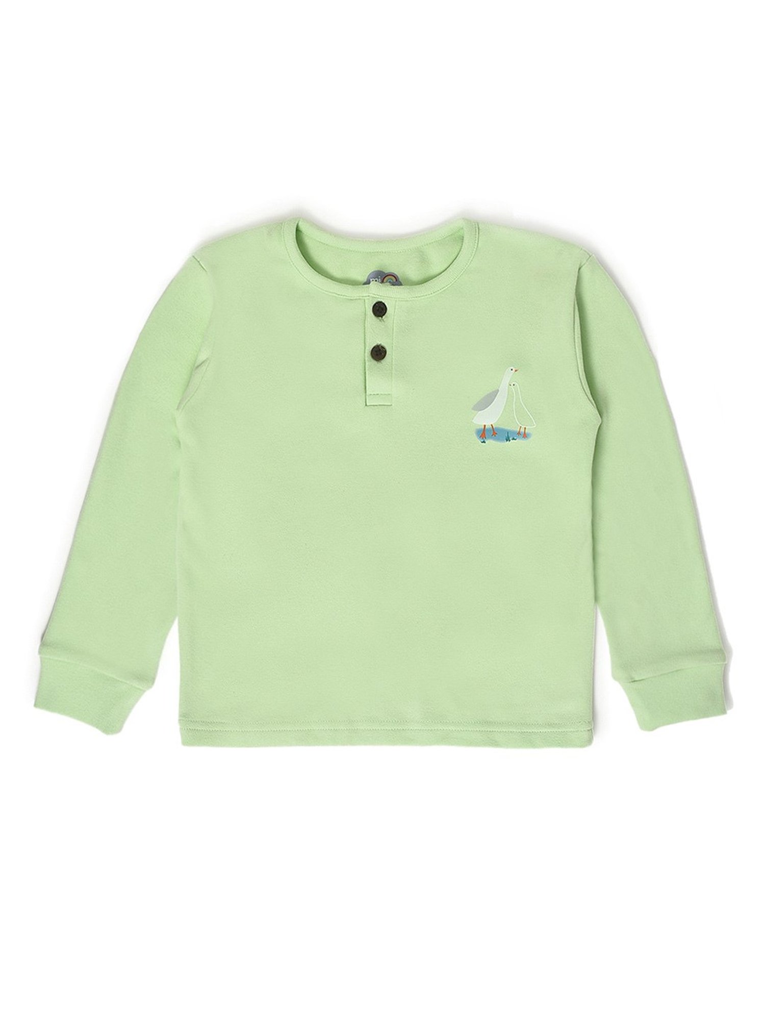 MiArcus Kids Light Green Solid Full Sleeves Thermal Top with Thermal Pants