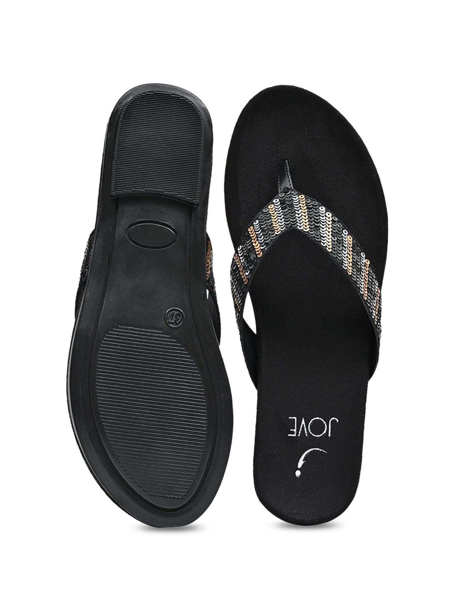 Jove Women's Black Thong Sandals