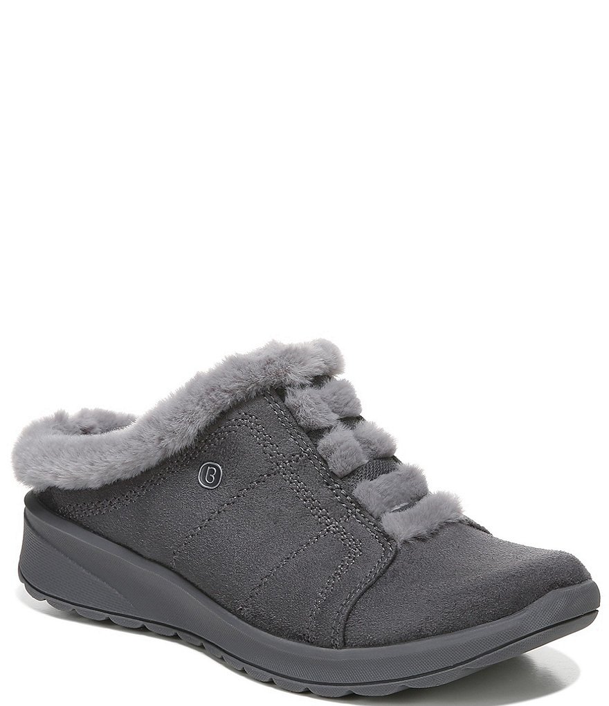 Bzees Golden Cozy Washable Slip-On Stretch Fabric Faux Fur Mules