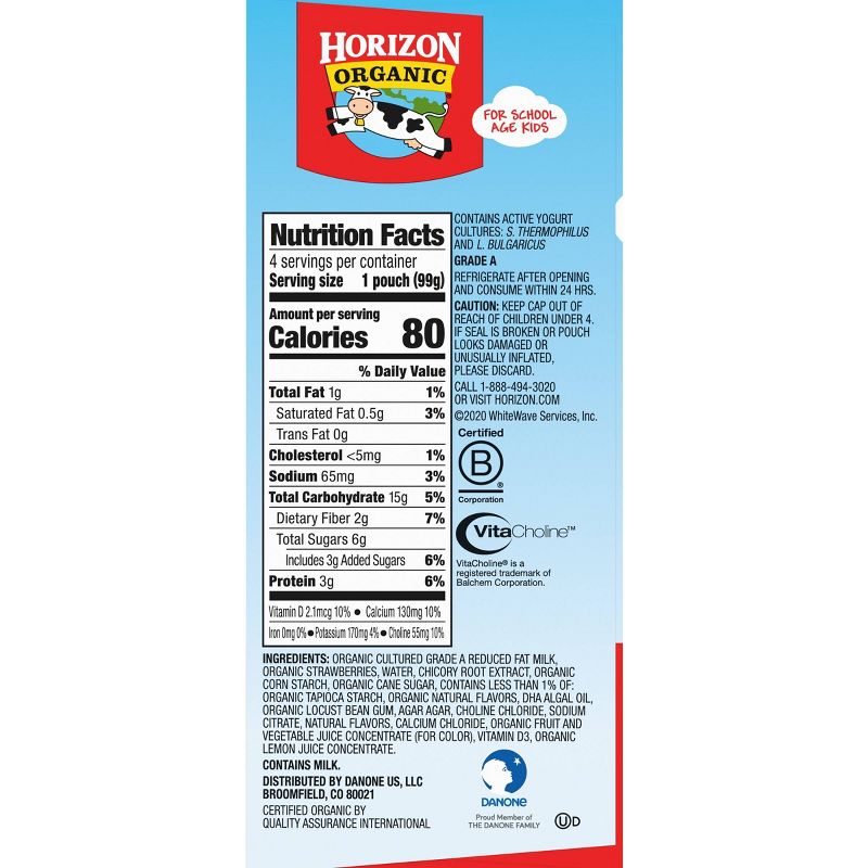 Horizon Organic Growing Years Strawberry Kids' Yogurt Pouch - 14oz/4pk