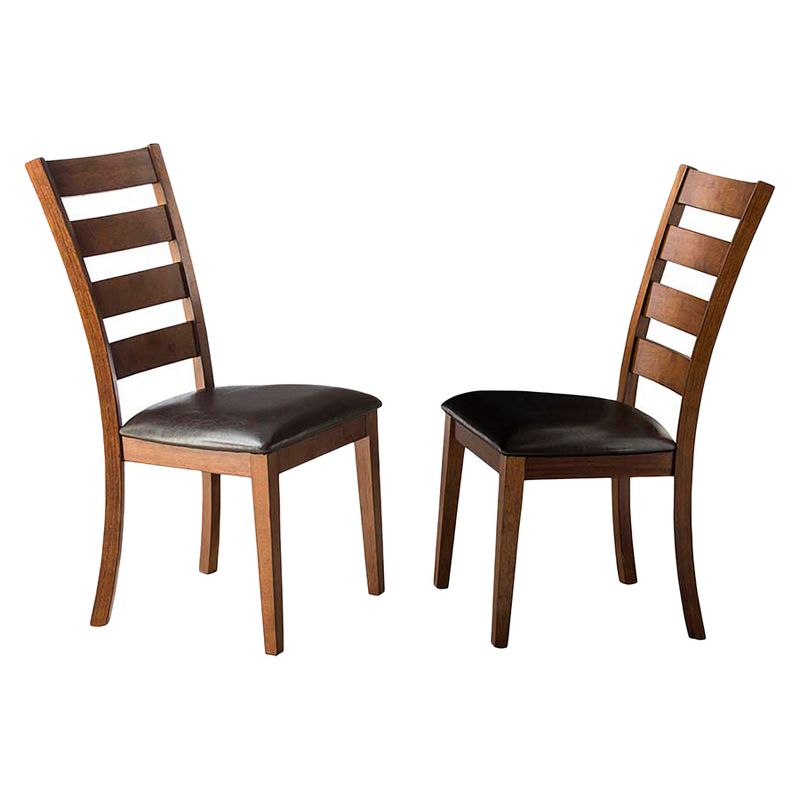 Set of 2 Kona Ladder Back Side Chair with Faux Leather Seat Caramel - Intercon