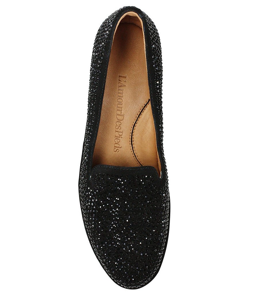 L'Amour Des Pieds Correze Suede Rhinestone-Embellished Slip-Ons