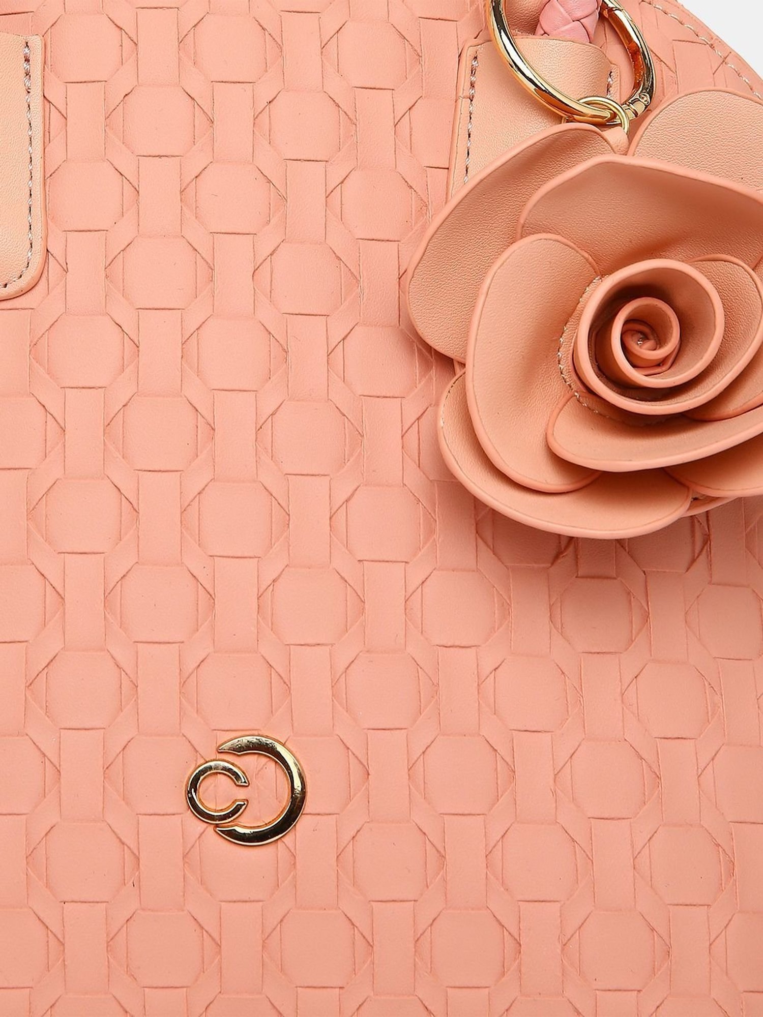 Caprese Rosa Pink Faux Leather Textured Handbag