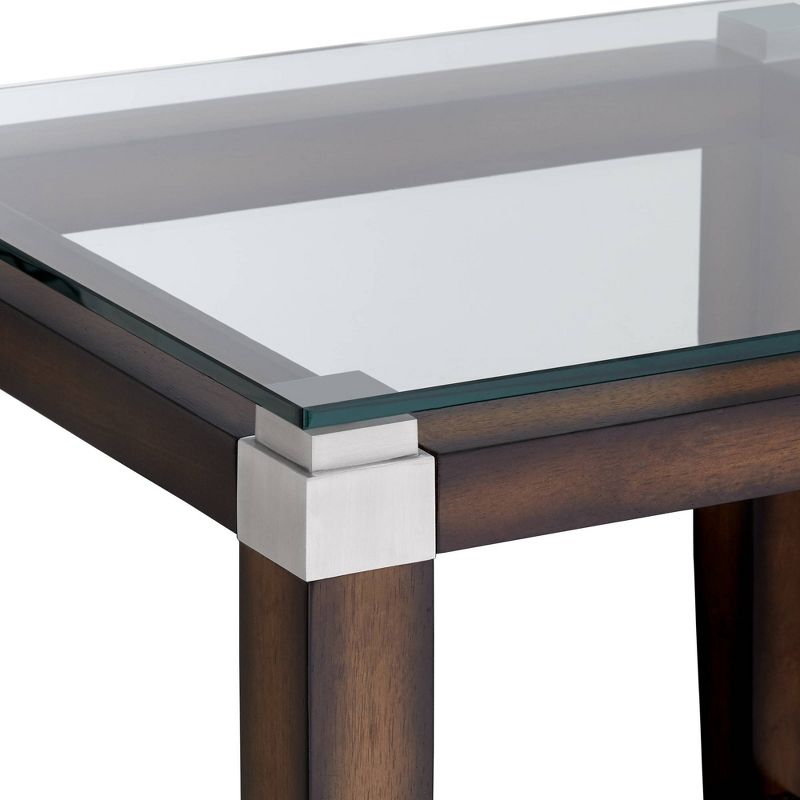 Elm Lane Barrett 24" Wide Brown Oak and Clear Glass End Table