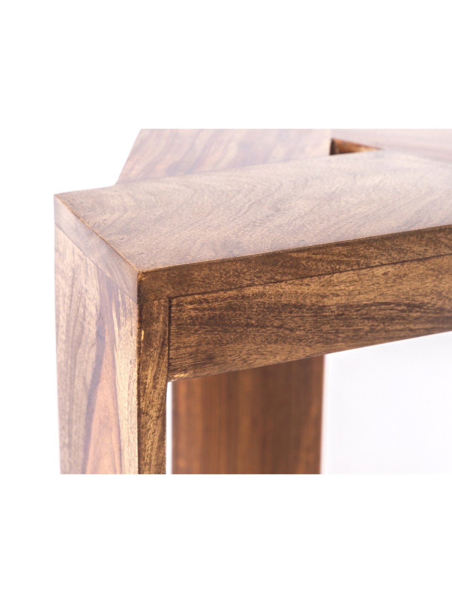 Ikiriya Avina Solid Brown Wood End Table Teak Finish