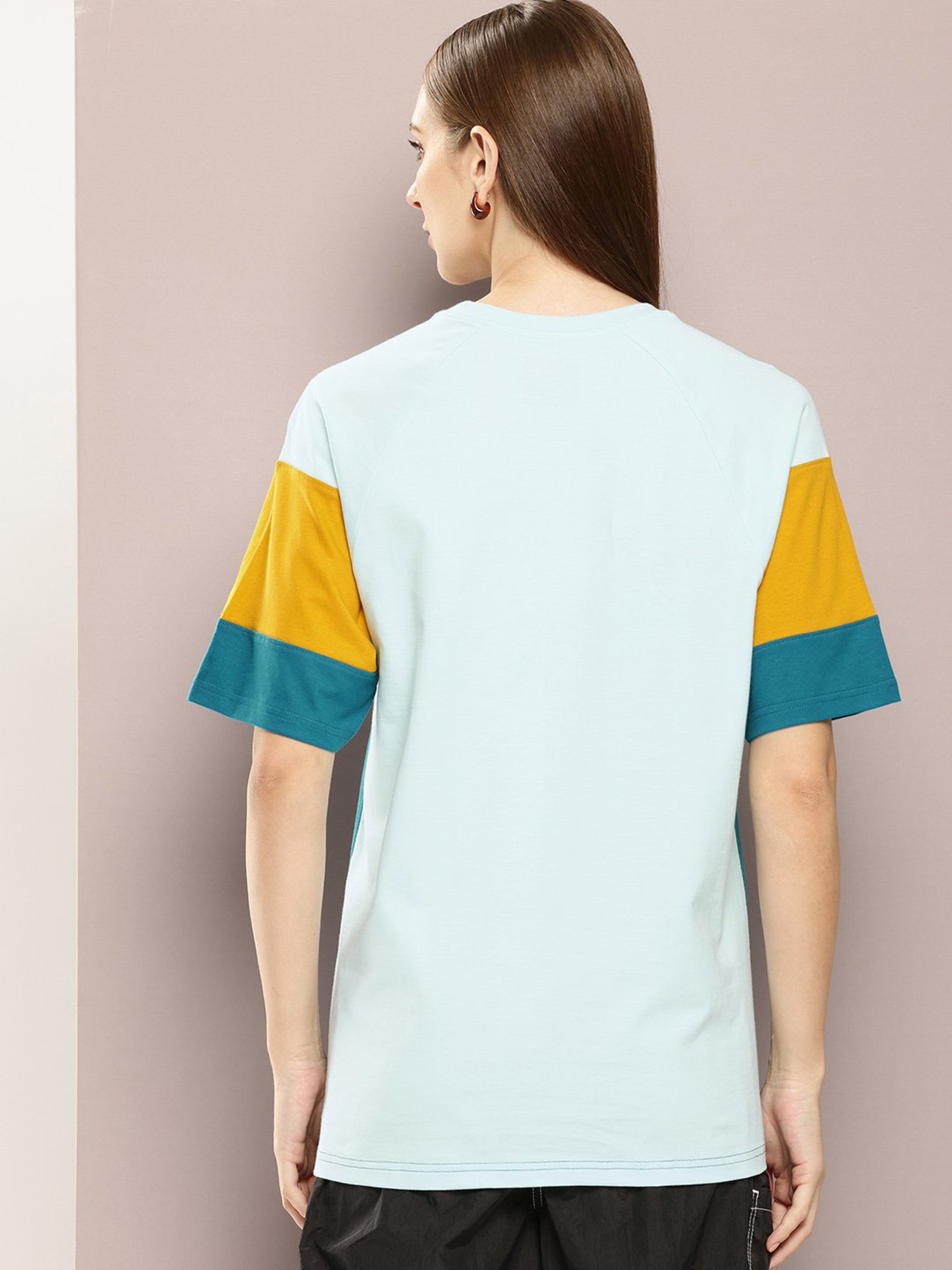 Dillinger Blue Cotton Graphic Print Oversized T-Shirt