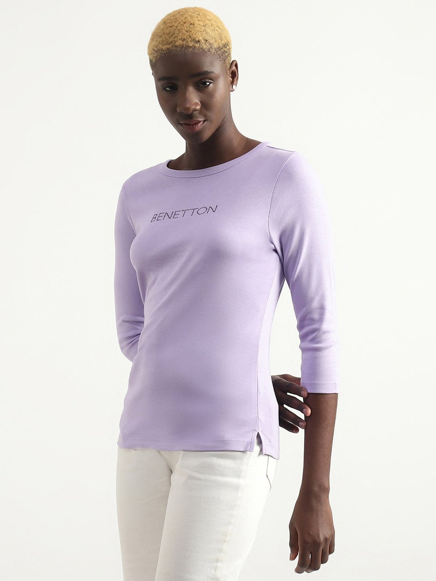 United Colors of Benetton Purple Cotton Top