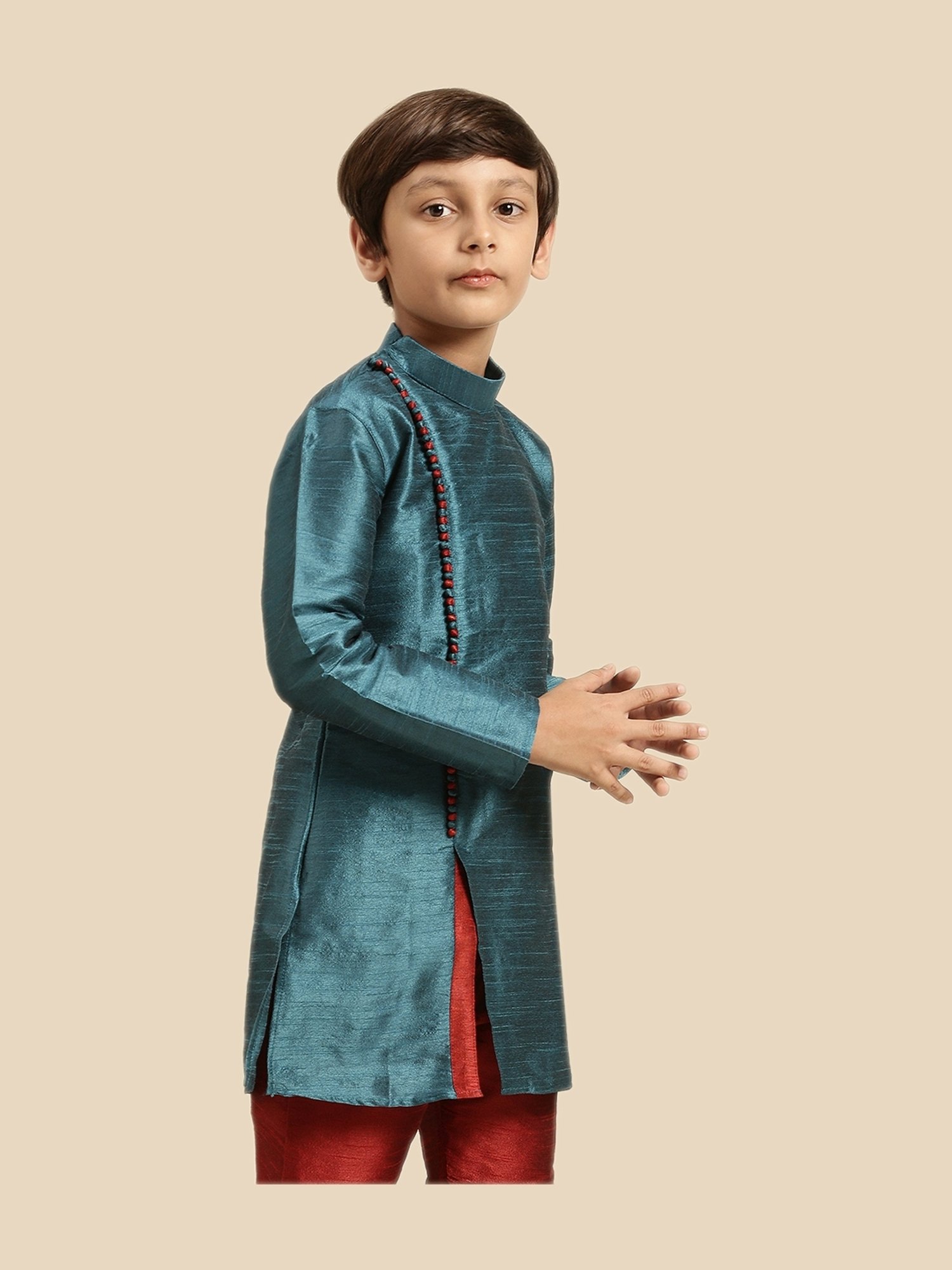 TABARD Kids Red Printed Full Sleeves Kurta