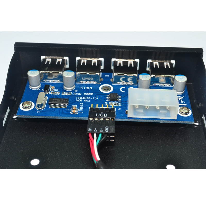 Plugadget 4 Port USB 2.0 Hub USB 2.0 Adapter PC Front Panel Expansion Bracket with 9 Pin Cable For Desktop 3.5 Inch FDD Floppy Bay