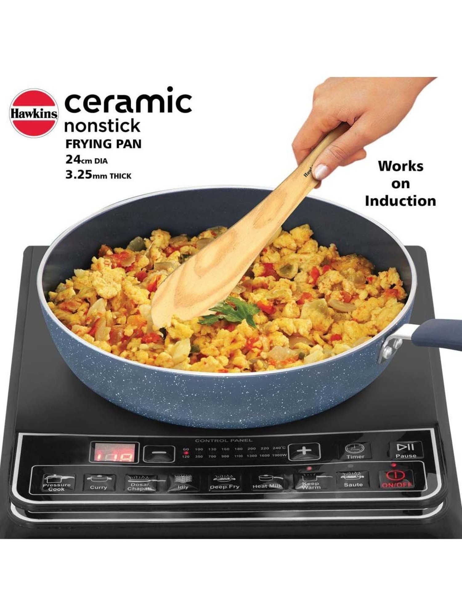 Hawkins Ceramic Nonstick Frying Pan (ICF23) Fry Pan 23 cm diameter 2 L capacity
