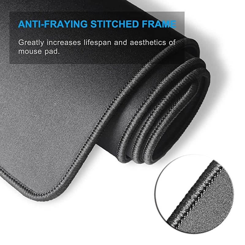 Pad with Stitched Edge 11&times;8.5&times;0.12 inches Premium-Textured Non-Slip Rubber Base Mat pad for Office & Home, Black (1 Pack)