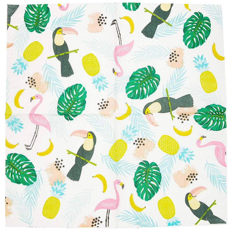 Sparkle and Bash 100 Pack Tropical Disposable Luncheon Paper Napkins 6.5" for Birthday Party Decorations