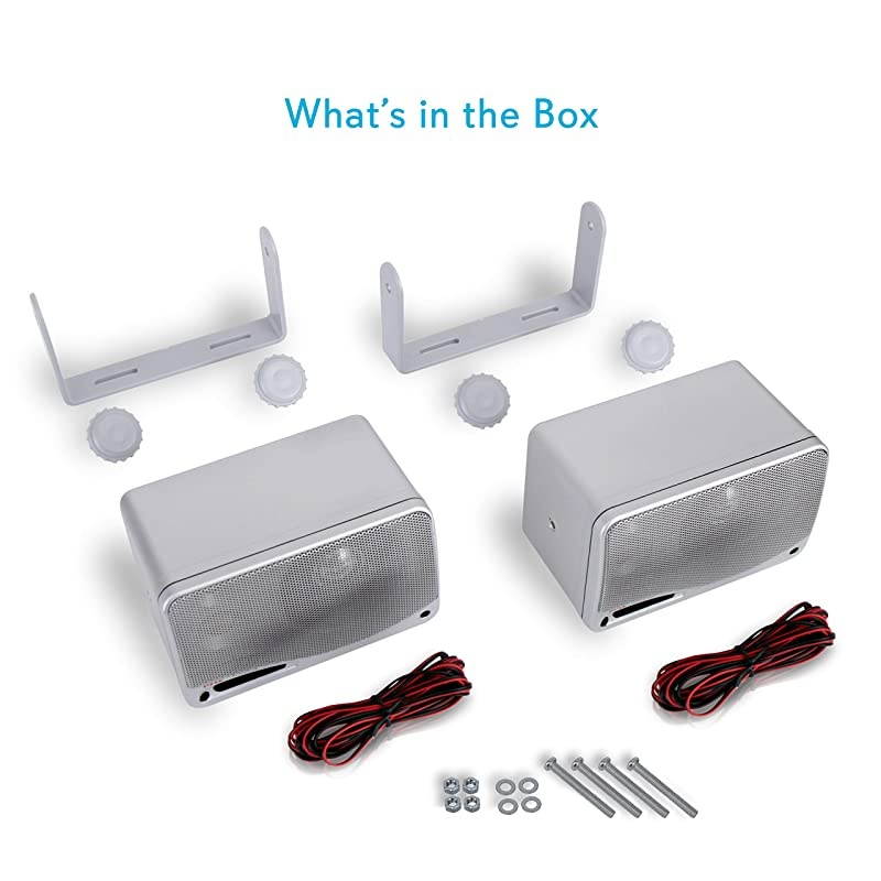3-Way Waterproof Marine Box Speakers - 3.5" 200 Watt Dual Indoor Outdoor Speaker System - Weatherproof/Waterproof Outdoor Speaker - Home, Boat, Pool, Patio Indoor Outdoor Use -  PLMR24S (Silver)