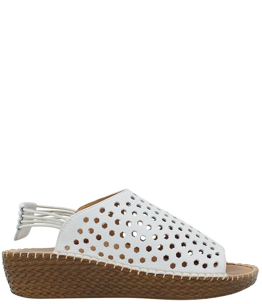 L'Amour Des Pieds Yizzy Perforated Leather Slingback Wedges