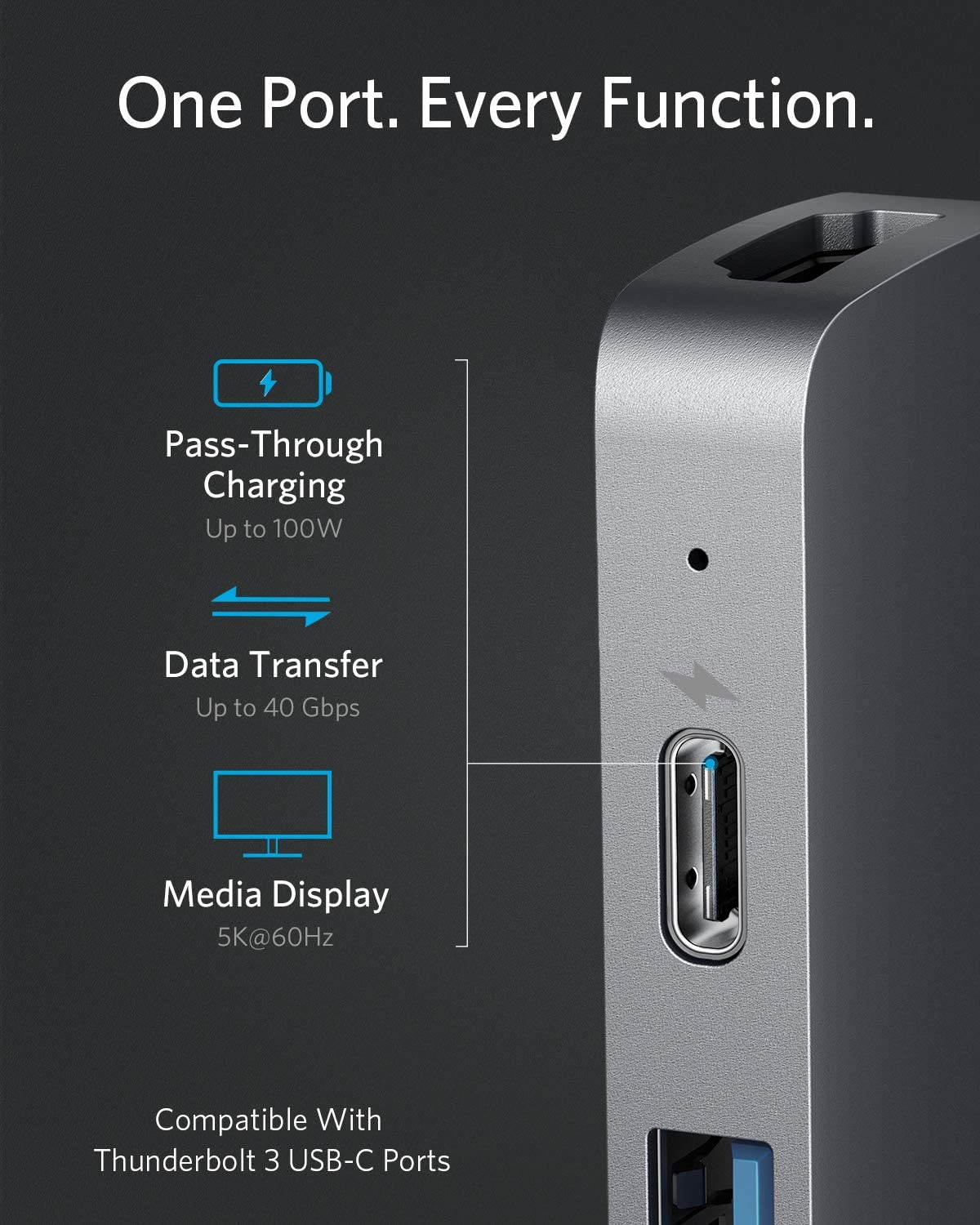 Anker USB C Hub for MacBook, PowerExpand Direct 8-in-2 USB C Adapter Compatible with Thunderbolt 3 USB C Port, 4K HDMI Port, USB C and USB A 3.0 Data Ports, SD and microSD Card Reader, Lightning Audio