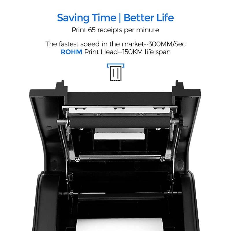 Receipt Printer P068, 3'1/8 80mm Direct Thermal Printer, POS Printer with Auto Cutter - Receipt Printer with USB Serial Ethernet Windows Driver ESC/POS Support Cash Drawer