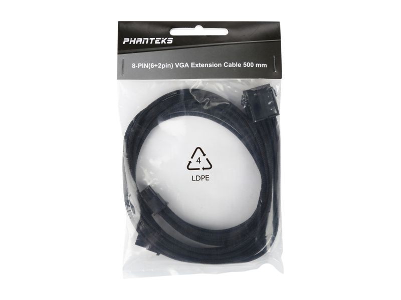 Phanteks PH-CB8V_BK 1.64 ft. (0.50 m) 8 to 8 (6+2) Pin VGA Premium Sleeved Extension cable