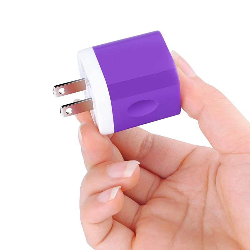 Charger Cube 21A Dual USB Travel Wall Charger USB Plug AC Adapter Base Box Plug Cube Replacement for iPhone X877 Plus6S6 Plus iPad Pro AirMini and Other Tablet Block Box CubePurple