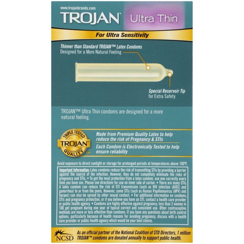 Trojan Ultra Thin for Ultra Sensitivity Premium Lubricated Latex Condoms - 12ct