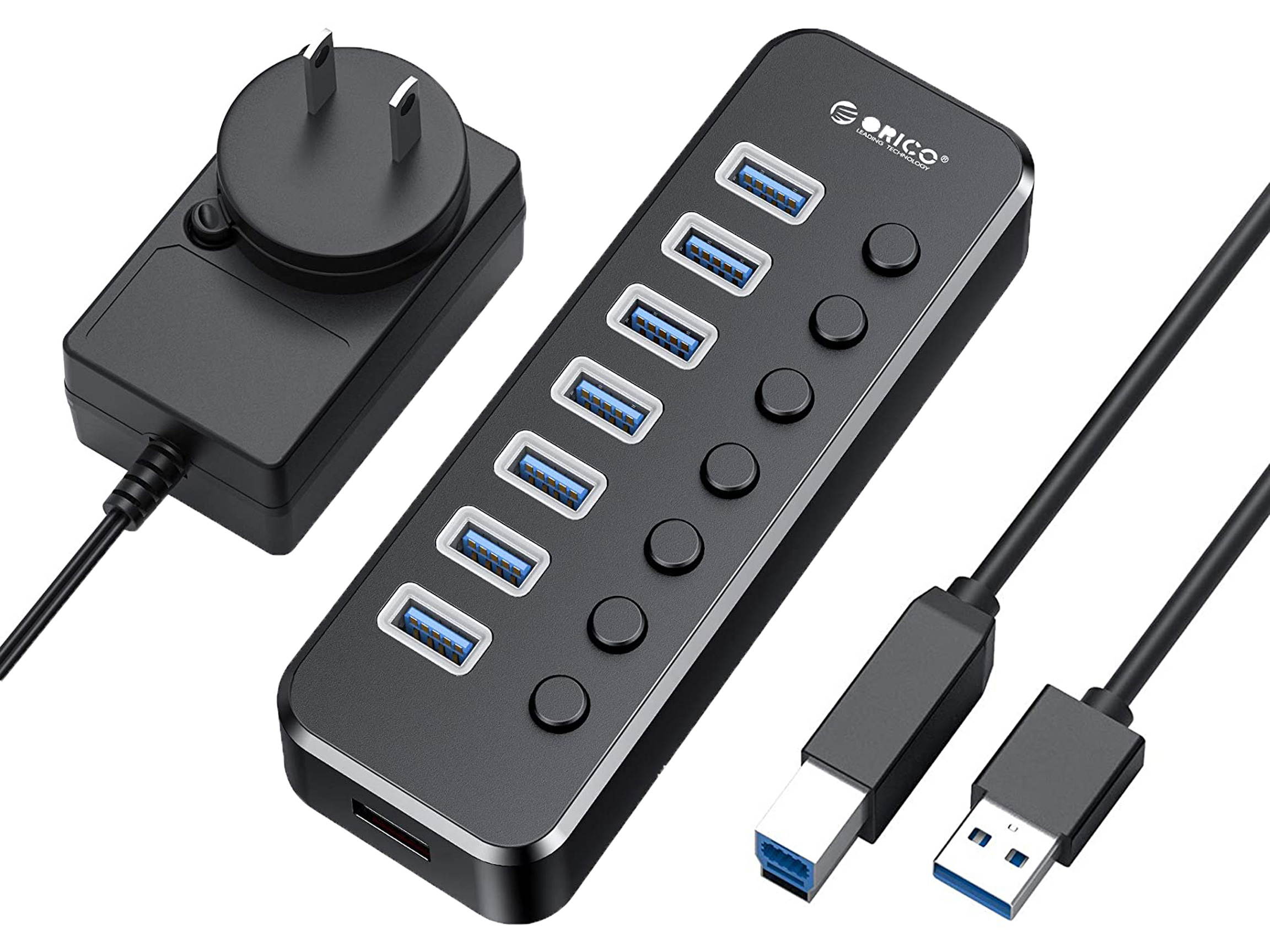 USB 3.0 Hub, Portable SuperSpeed 4 Port USB 3.0 Hub with Built-in Cable , USB Extension Multi-function USB Dock Hot Swapping Support for  Mac, PC, USB Flash Drives and Other Devices