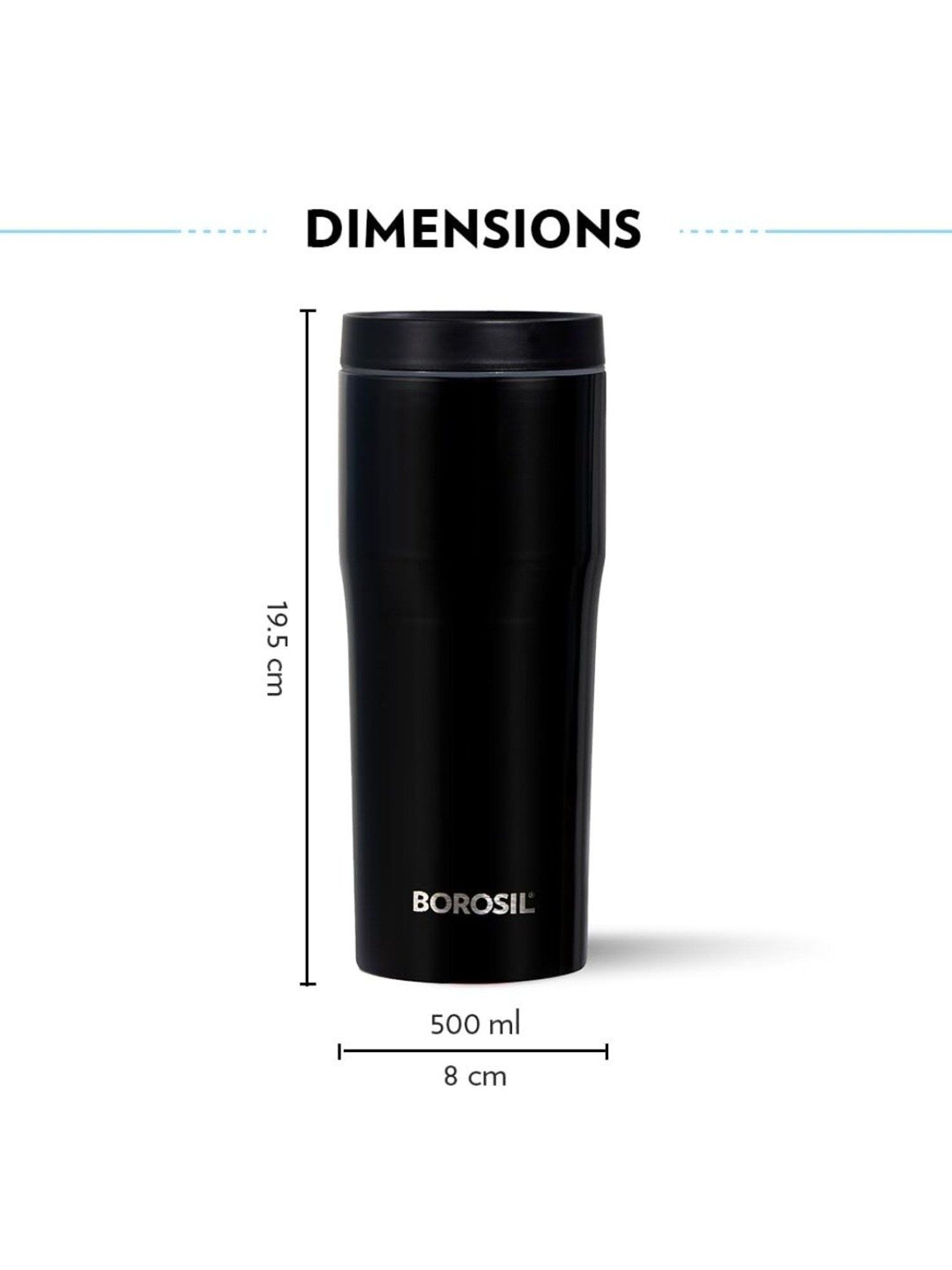 Borosil ?Black Stainless Steel Flasks (500 ML)