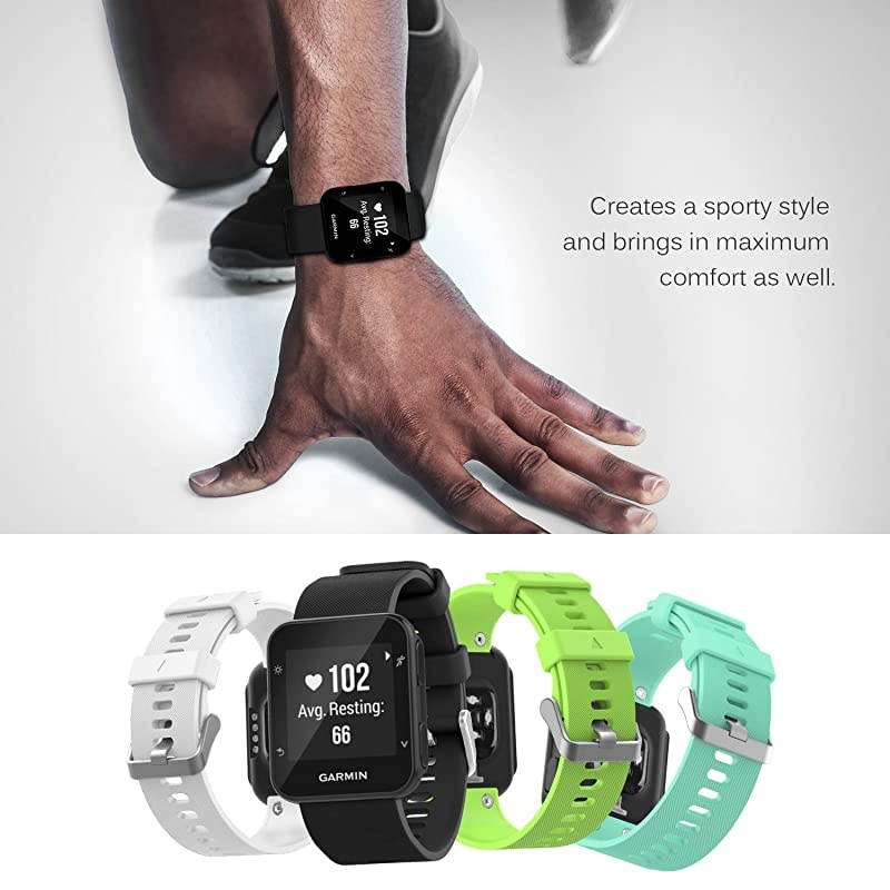 Garmin Forerunner 35 Watch Band Soft Silicone Replacement Watch Band Sport Bracelet Strap with 6pcs Screws and 2pcs Screwdrivers for Garmin Forerunner 35 GPS Running Smart Watch Mint Green