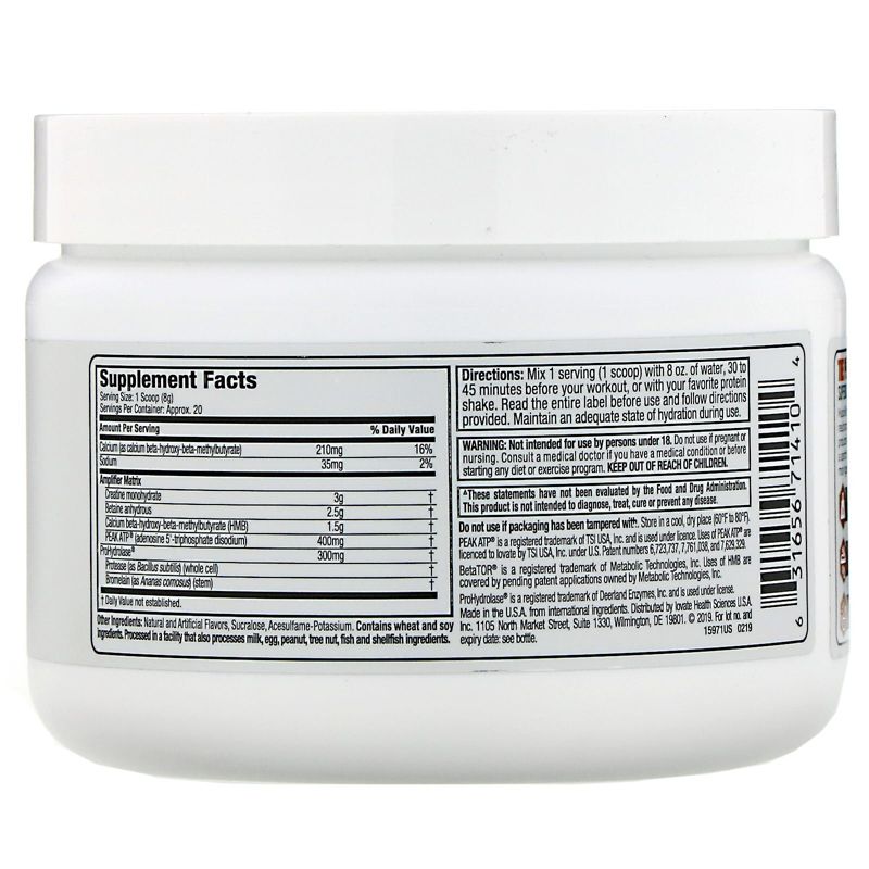 Muscletech Peak Series, Pro Amp+, Unflavored, 5.61 oz (159 g), Sports Nutrition Supplements, Powder