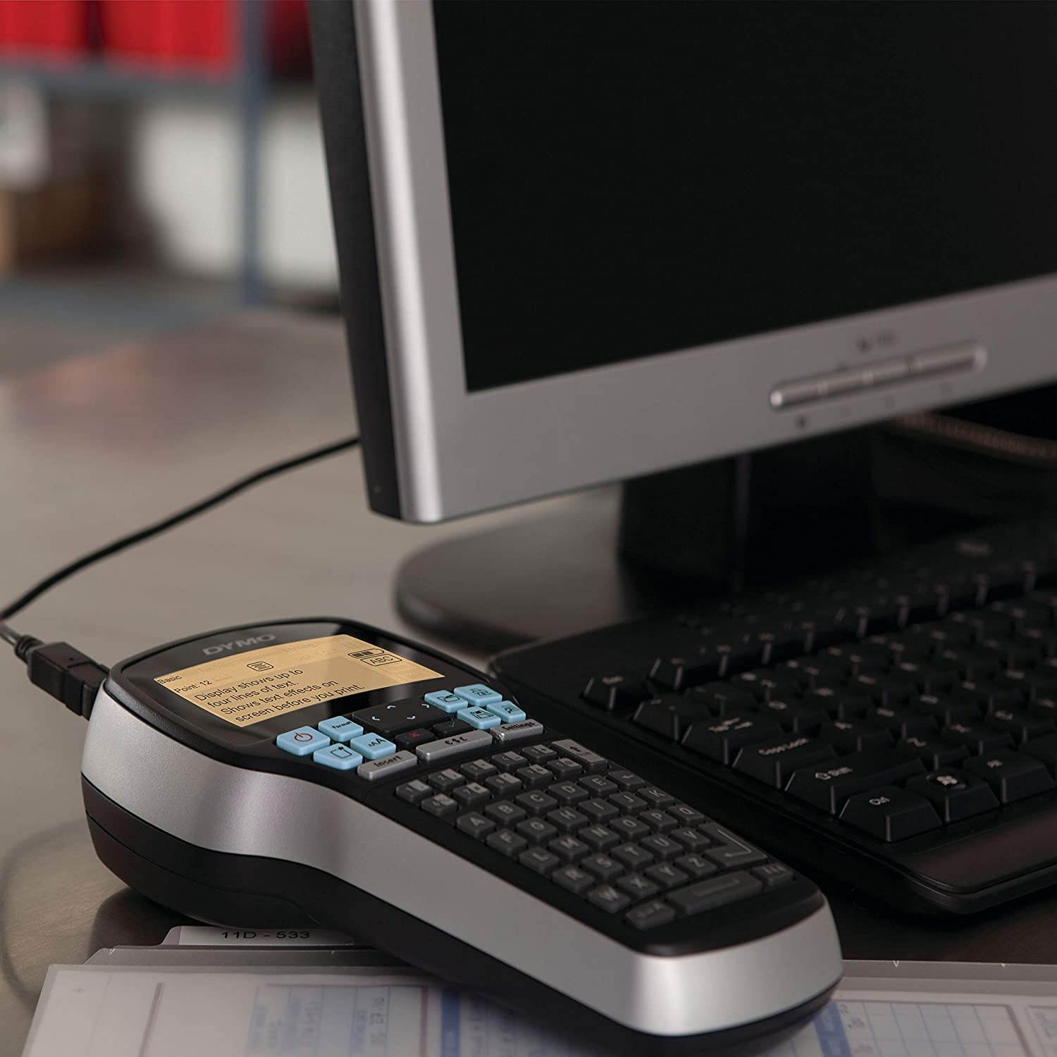 DYMO Label Maker with Adapter | LabelManager 420P High-Performance Label Maker, Rechargeable, PC and Mac Connectivity, Bright Backlit Display, Easy-to-Use, Portable, for Home & Office Organization