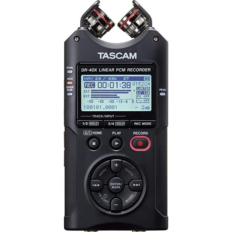 DR-40X Four-Track Digital Audio Recorder and USB Audio Interface, Black