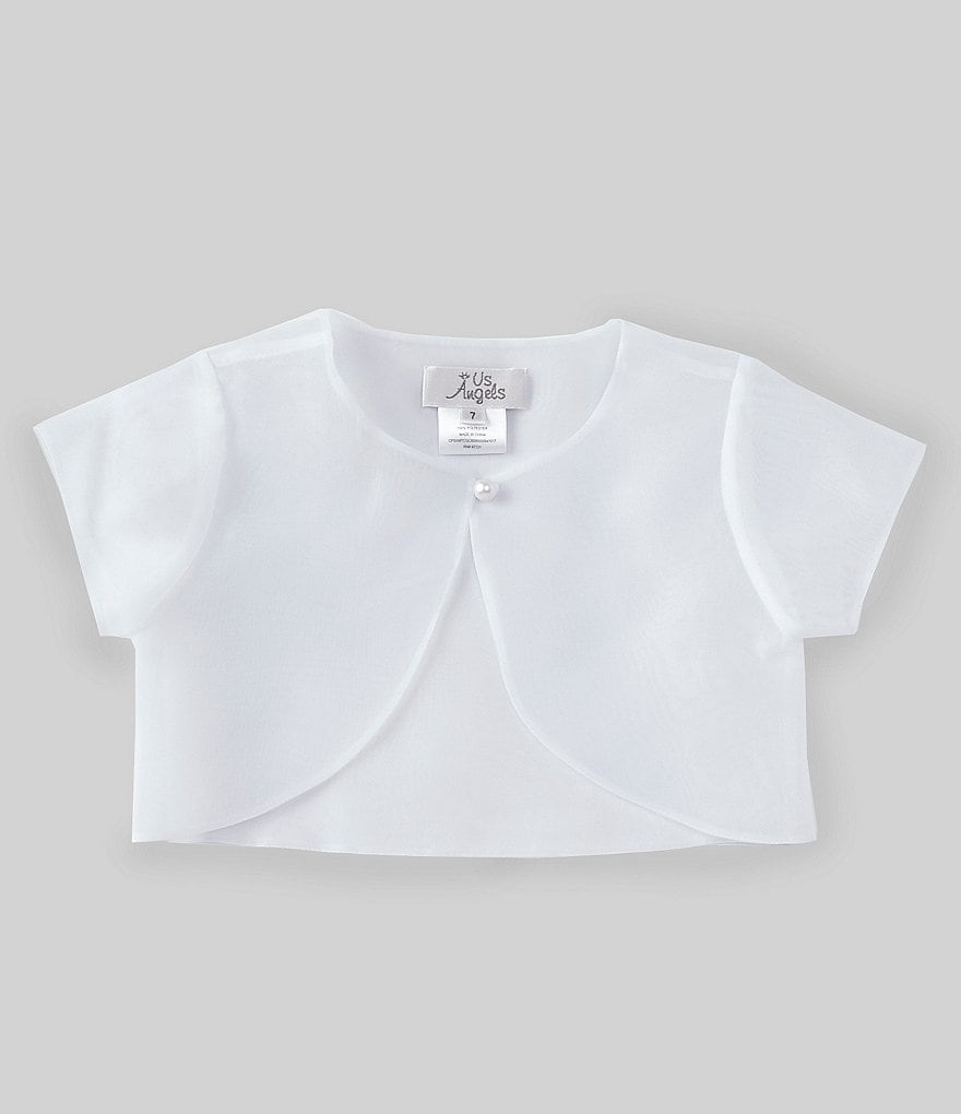 Us Angels Big Girls 6-14 Illusion Short-Sleeve Communion Cardigan