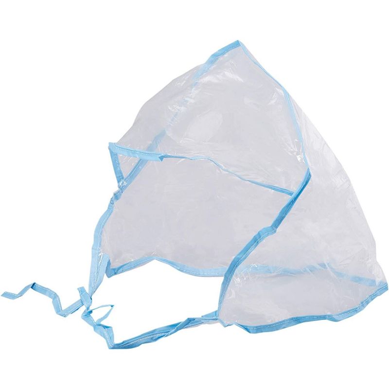 Juvale 12 Pack Clear Waterproof Rain Bonnet Hat with Visor, Transparent with Blue Trim Rain Wear