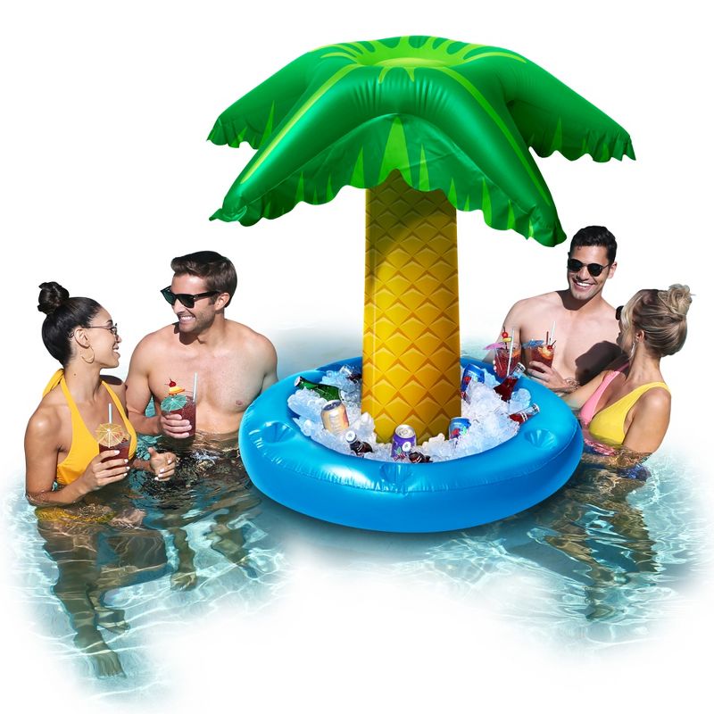 SwimWays 54-Inch Outside Giant Water Inflatable Floating Pool Tiki Bar Beverage Station for All Ages