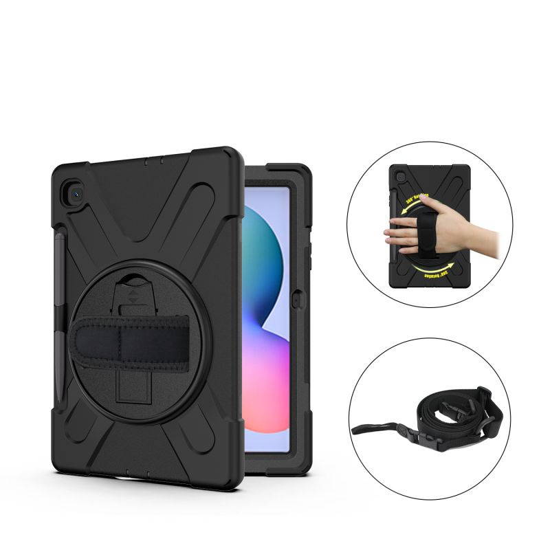 Galaxy Tab S6 LITE 10.4 P610 Case Cover, Heavy Duty Shield, Kickstand, Handstrap, Carrying Shoulderstrap Sling For Samsung Galaxy Tab S6 Lite 10.4 P610 [Black]