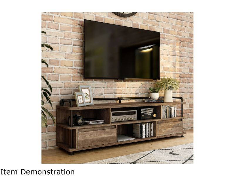 Furniture of America Kembas Rustic Wood TV Stand in Reclaimed Oak