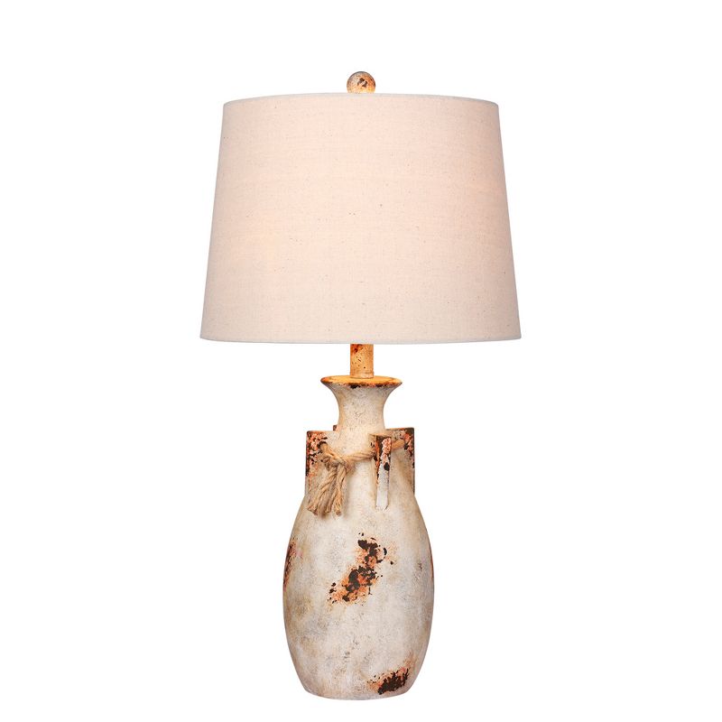 Distressed Jug with Rope Collar Resin Table Lamp in Antique Natural  - Fangio Lighting