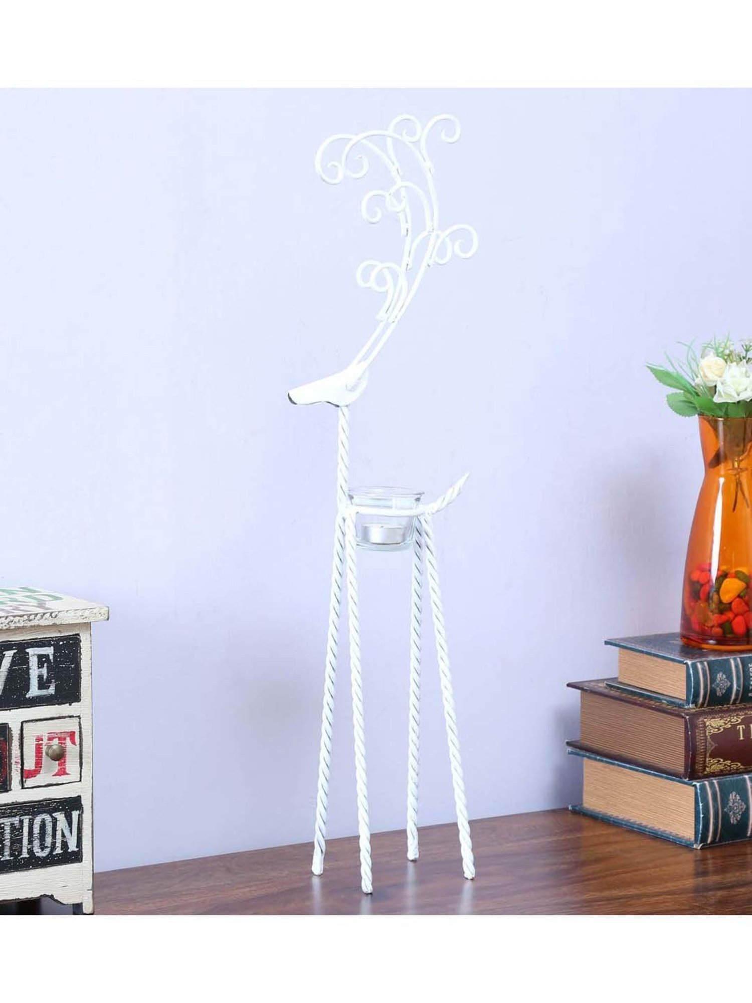 Artisans Rose White Animal Figurine Candle Holder - Set of 1