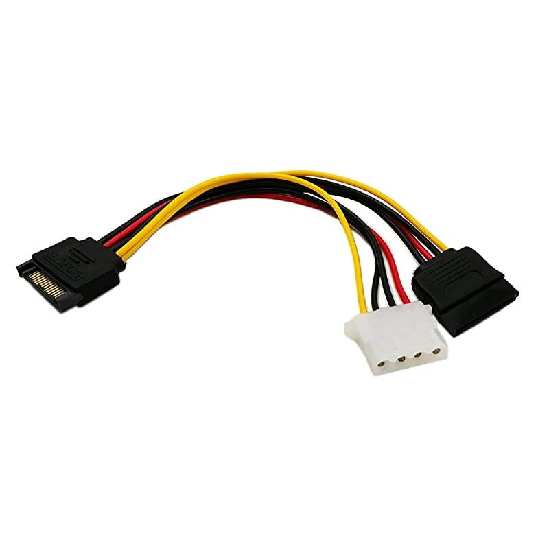 6Inch 15Pin SATA Male to Molex 4 Pin+15Pin SATA Power Cablefor IDE to Serial ATA SATA Hard Drive Power Cable Adapter
