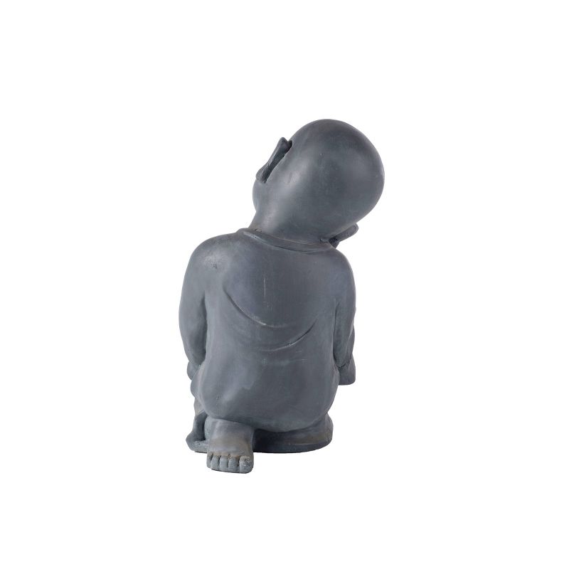 16.25" Indoor/Outdoor Resin Thinking Buddha Garden Statue Gray - Alfresco Home LLC