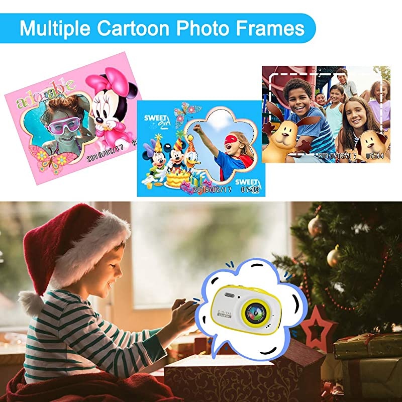 Kids Waterproof Camera 8MP 20 Inch HD Screen Camera Camcorder with 6X Digital ZoomRechargeable Toddler Video Camera with Photo Frame32G TF Card Included
